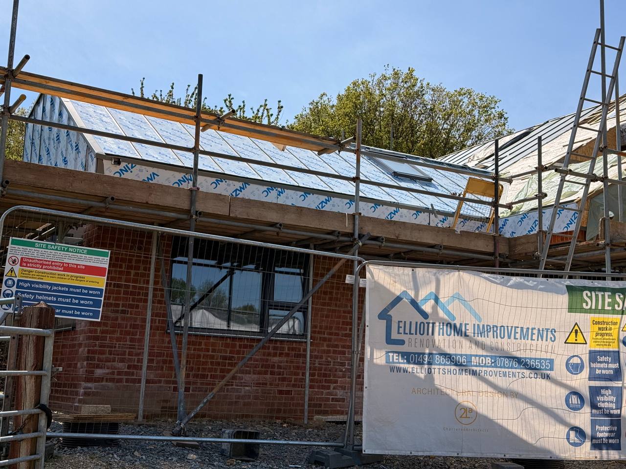 Green zinc standing seam roof project by The Specialist Roofers