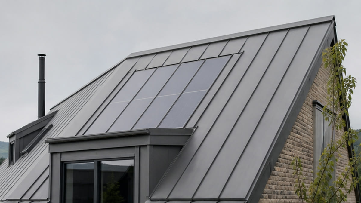 Standing seam metal roof integrated with solar technology