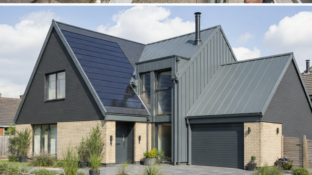 Modern British home with solar and recyclable metal roofing