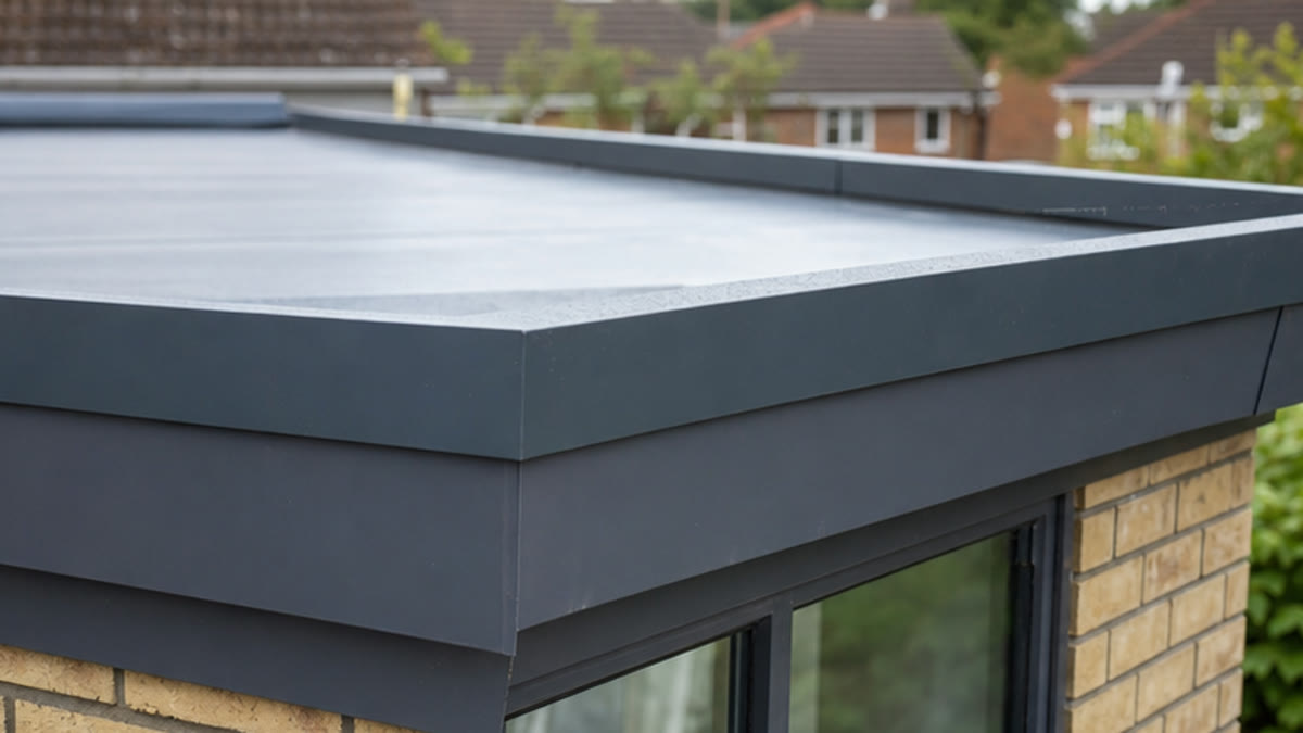 Finished perimeter edge trim on a modern flat roof